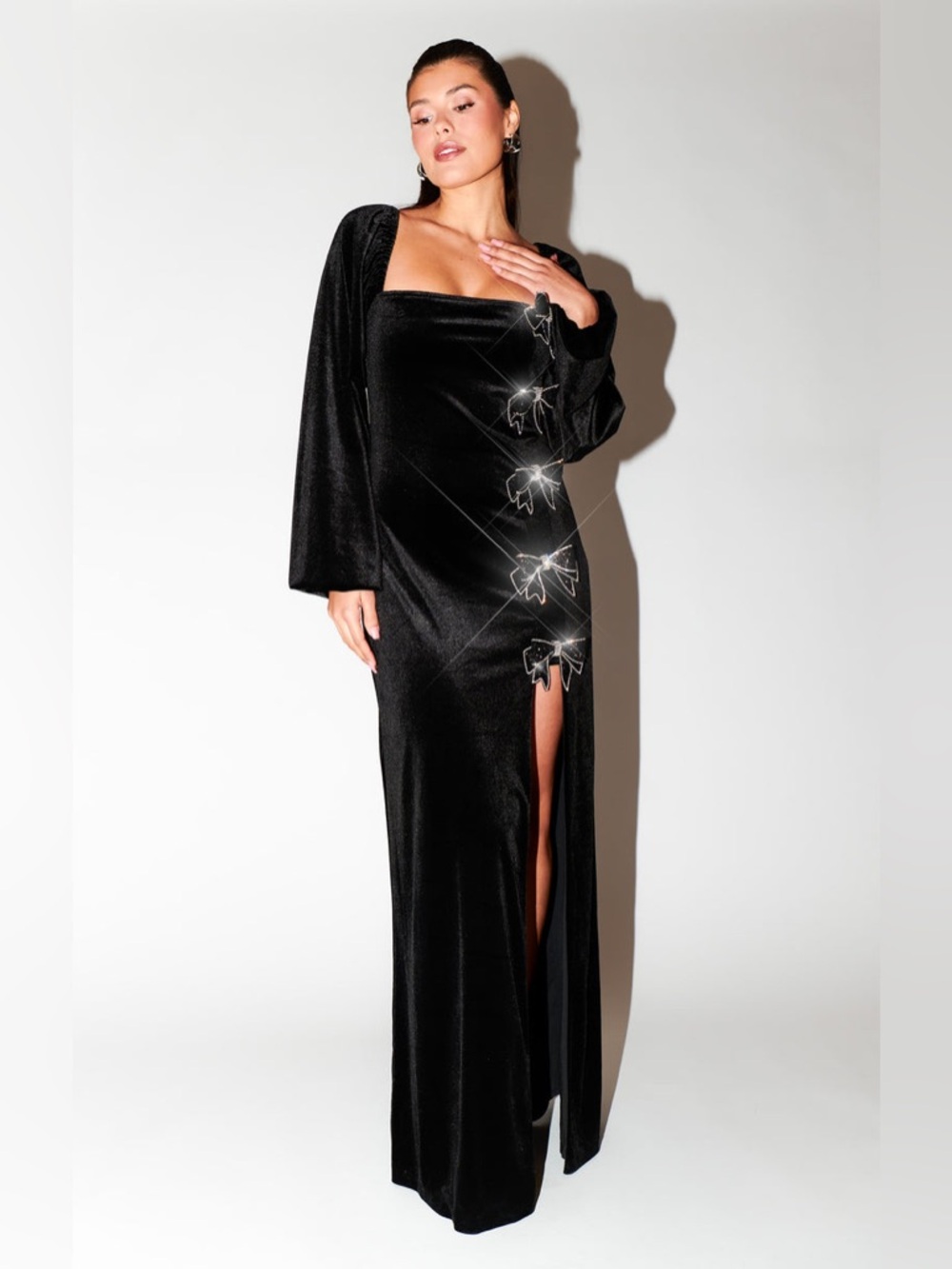 Show Me Your Mumu Eloise Dress Velvet with Rhinstone Bows NWT size XL